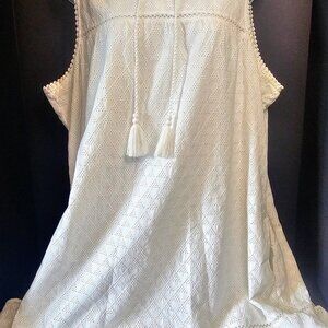 TOMMY BAHAMA EYELET MAXI SLEEVELESS DRESS‎ SZ XL WHITE